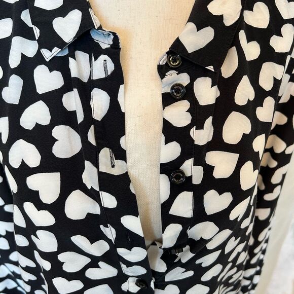 Kate Spade Women's New York Dancing Hearts Button Down Blouse Size Large EUC - Picture 3 of 6